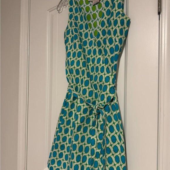 Gretchen Scott Designs Blue Sleeveless V-Neck Wrap Sundress - Picture 2 of 5